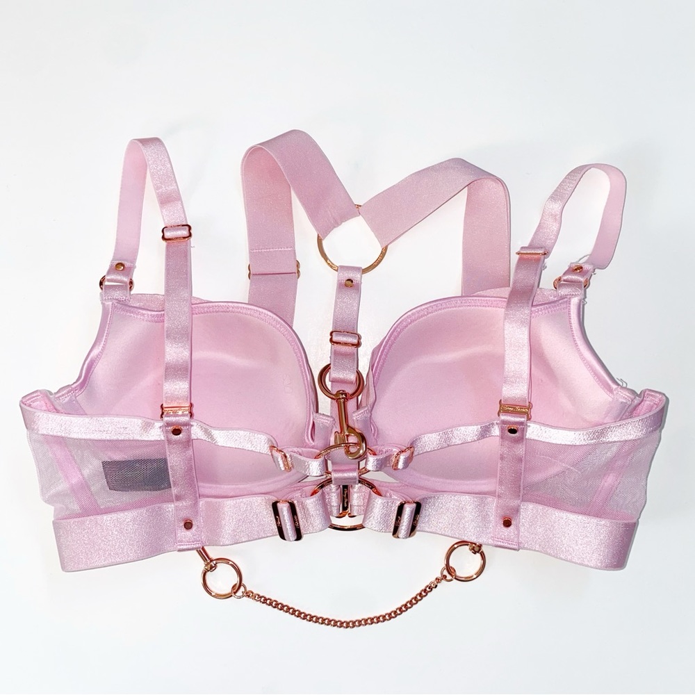 HONEY BIRDETTE blush pink bondage KUKORO push-up bra rose gold front closure - Picture 4 of 12